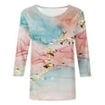 thumbnail image 4 of JURANMO Womens Tops 3/4 Sleeve Crewneck Cute Shirts Casual Trendy Marble Print Blouses Crewneck Cute Shirts Tops Three Quarter Length T Shirt, 4 of 5