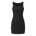 thumbnail image 3 of SNKSDGM Female Womens Tank Tops Plus Size Cotton Women's Tank Tops Dressy Women's Mini Dress Summer Tank Dress Ribbed Crew Neck Sleeveless Basic Bodycon Mini Dresses L, 3 of 6