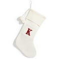 thumbnail image 1 of Christmas Knitted Stocking With Personalised Alphabet Letter Initial For Home Socks Christmas White K, 1 of 9