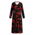 thumbnail image 6 of POLERO Red Rose Flower Print Nightgowns for Women Long Sleeves Nightgown Soft Sleepwear Button V Neck Sleepshirt Long Nightgown for Pajama Party, 4XL, 6 of 7
