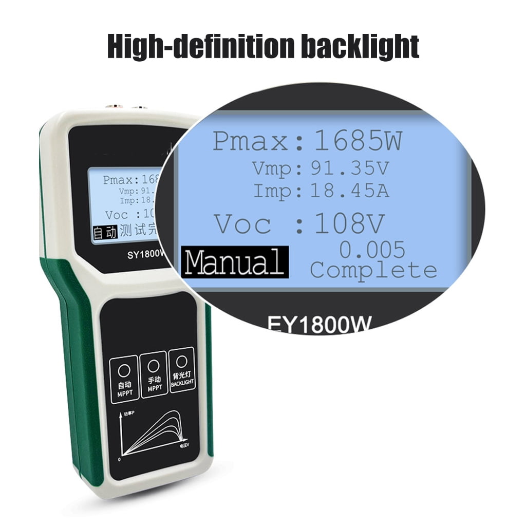 Solars Panel Multimeter Tester MPPT Photovoltaic Analyzers 5 1800W 20 120V 0 60A With LCD Display And Auto Detection