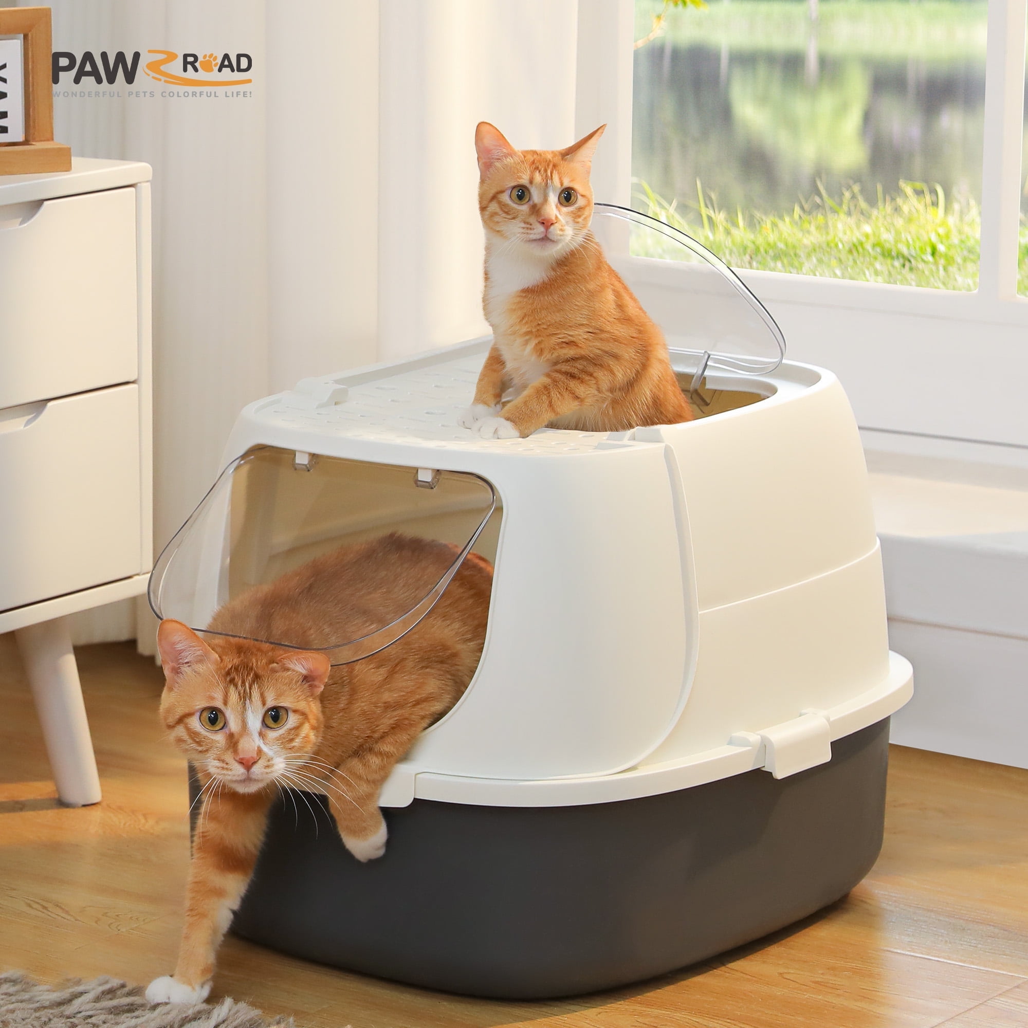 PAWZ Road Enclosed Cat Litter Box, Large with 2 Doors photo 8