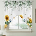 thumbnail image 2 of Eucalyptus Leaves Swag Valances for Windows 2 Pack, Kitchen Window Curtains 36 Inch Length, Sunflowers Spring Watercolor Country Floral Bee Privacy Swag Curtains for Living Room/Bathroom 36"x36", 2 of 8