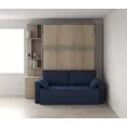 thumbnail image 2 of Cama oculta moderna personalizada, ahorro de espacio, camas de pared plegables murphy de tamaño queen doble con sofá, 2 of 3
