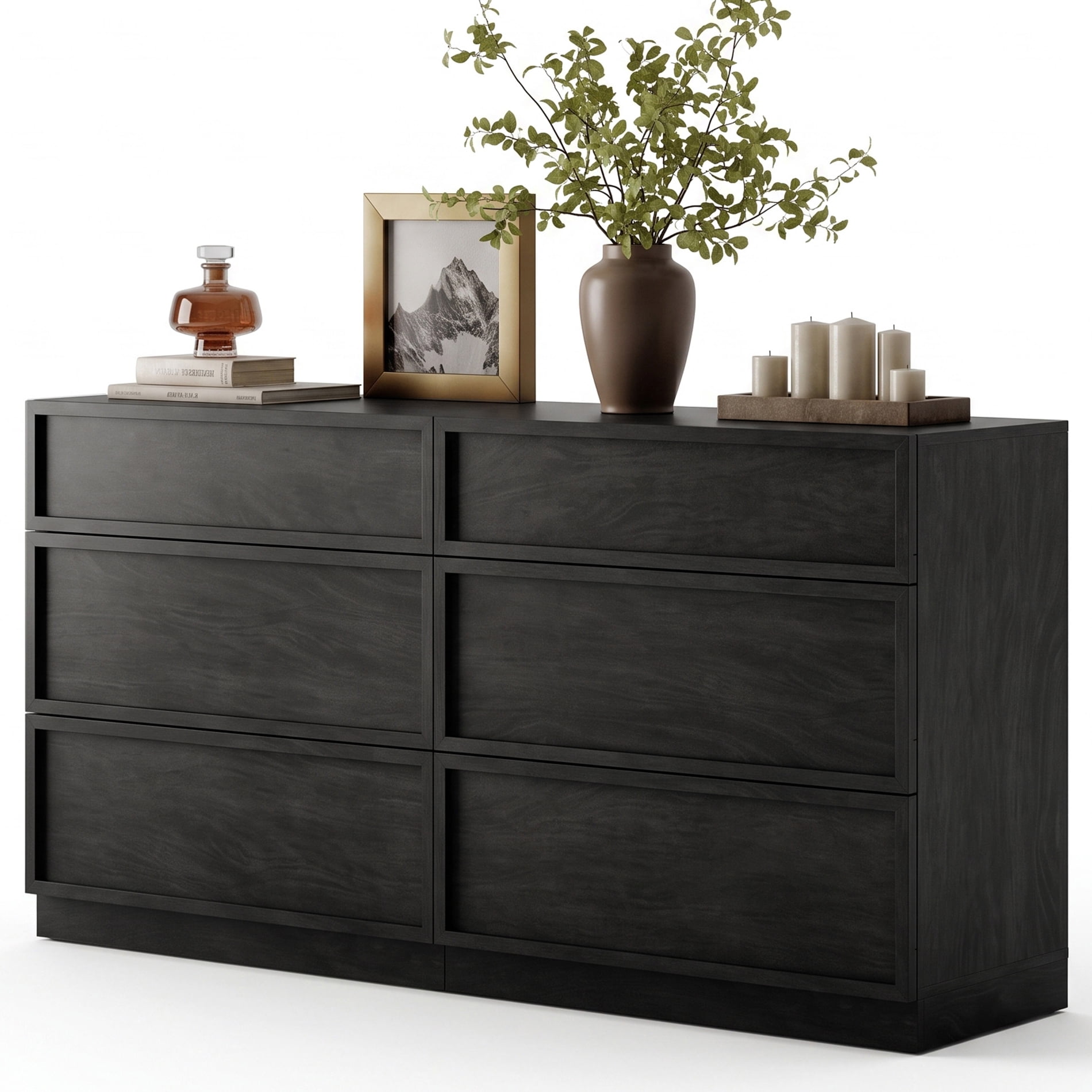 63" Modern Sideboard Buffet Cabinet with 6 Drawers, Multifunctional Sideboard with Large Storage and Adjustable Shelf