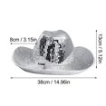 thumbnail image 2 of Sparkle Rhinestone Cowboy Hat - Western Party Hat with Protective Packaging for Events & Photo Shoots Clearance, Yubnlvae Hat New Prom Reflective Fisherman Cowboy Hat , Silver, One Size, 2 of 7