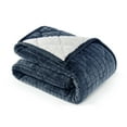 thumbnail image 6 of CBCHome Quilted Jacquard Velvet Plush Throw Blanket - Super Soft, Cozy, Sherpa Throw for Couch, Cute Gifts for Women (Dark Denim, 50" x60"), 6 of 8