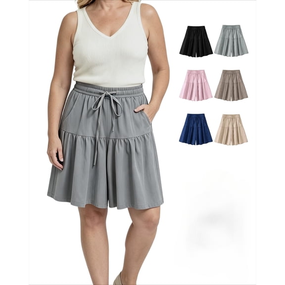 Flowy Shorts for Women, Skirt Shorts for Women Dressy Plus Size Cotton