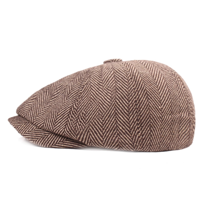 AYIDBE Casquette Béret Homme En Tweed Béret Plat Rétro à 8 Panneaux