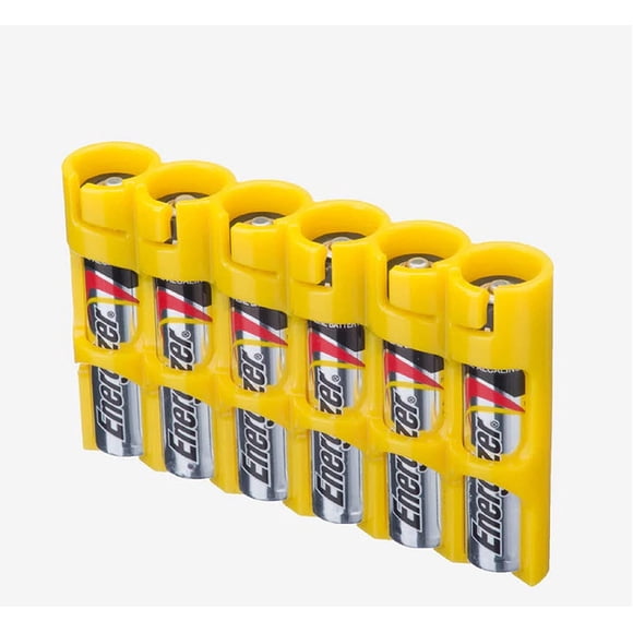 Storacell SLAAACY by Powerpax Slimline AAA y Caddy, Yellow, Holds 6 ies