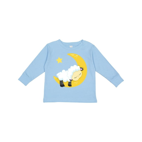 Inktastic Cute Sheep, Sleeping Sheep, Moon, Stars, Sleepy Boys or Girls Long Sleeve Toddler T-Shirt