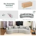 thumbnail image 3 of HUTWIFE Home Modern Solid Print Chenille Reclining Modular Sofa with 4 Throw Pillows, Gray, 3 of 8