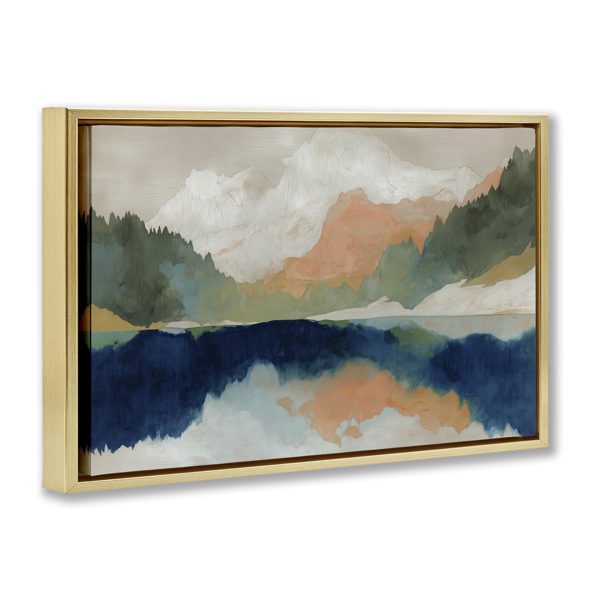 Stupell Industries Alpine Autumn Lake Reflection Gold Framed Floater Canvas Wall Art, design by Chromatic Storm Studio