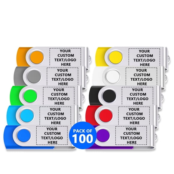 Unidades flash USB Paintechz Custom Swivel de 4 GB, paquete de 100