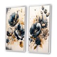 thumbnail image 3 of Designart "Poppy Flowers in Navy Blue and Gold II" Poppy Framed Wall Art Set Of 2 - Blue Floral Frame Gallery Set For Office Decor, 3 of 7