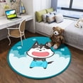 thumbnail image 1 of Alfombras azules de dibujos animados para dormitorio, Alfombra de estilo bonito para habitación de niños, suave, antideslizante, para gatear, alfombra redonda para habitación de bebé Fivean unisex, 1 of 2