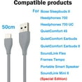 thumbnail image 5 of Aiivioll USB-C Fast Charge Charger Cable Compatible for Boses Noise Cancelling Headphones 700, QuietComfort 45, QuietComfort Earbuds II, SoundLink Flex, Sleepbuds 2, Sport Earbuds (50cm/Gray), 5 of 5