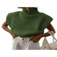 thumbnail image 1 of Femmes Épaulette Pull Haut Col Roulé Sans Manches Pull Large Épaule Tricotée Pull Haut, 1 of 5