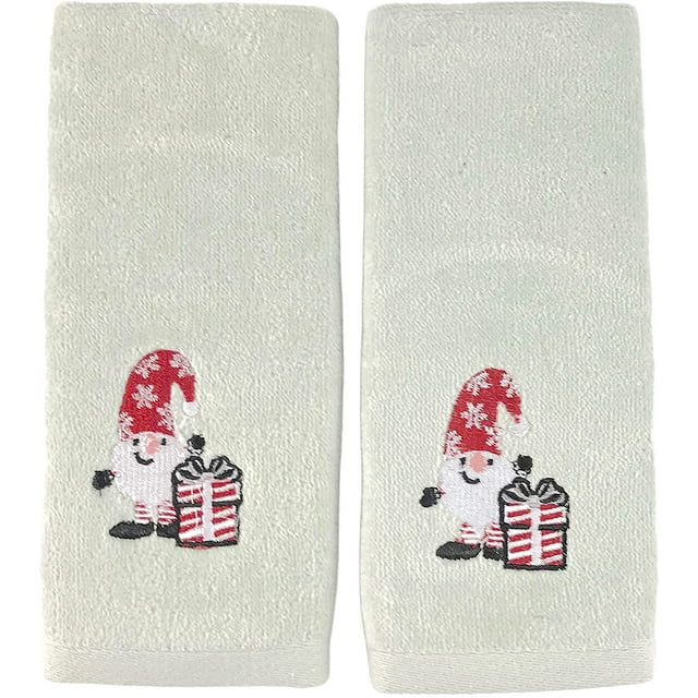 Serafina Home Christmas Gnomes Fingertip Towel Set Grey Hand Towels