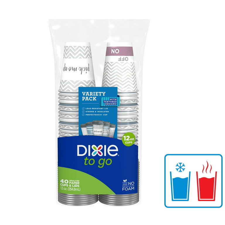 Dixie to Go Disposable Paper Cups, 12 oz, 40 Count, Size: 11 to 15 oz