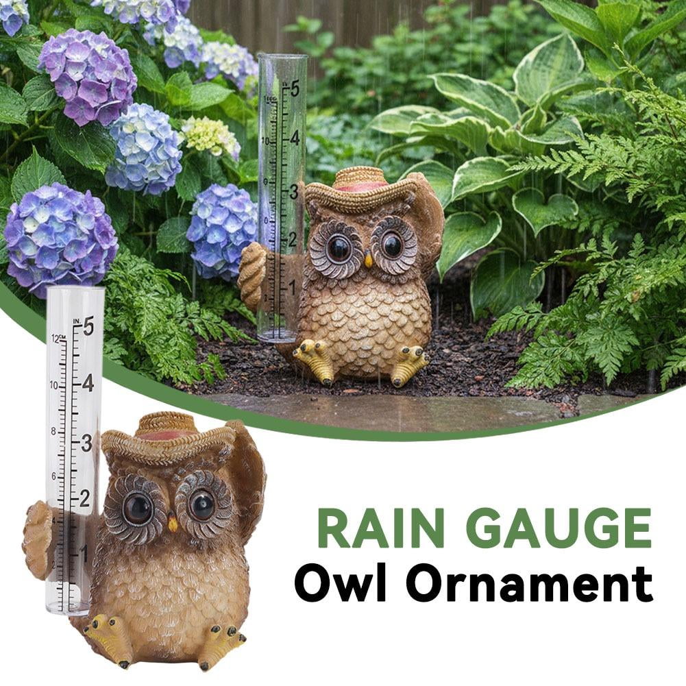 Melvexa Outdoor Rain Gauge Garden-Patio Yard Ornament with Tube Bridge Collection Owl Raingauge Yard Decoration(2PC))