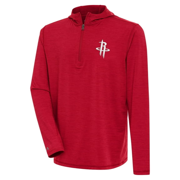 Men's Antigua Heather Red Houston Rockets Tidy Quarter-Zip Lightweight Pullover Top