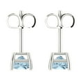 thumbnail image 4 of 1.0 Ct Princess Cut Studs Natural Swiss Blue Topaz 14K White Solid Solid Gold Everyday Dainty Earrings Push Back, 4 of 7
