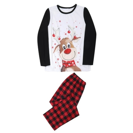 

REORIAFEE Christmas Pajamas Sets for Family Christmas Print Tops+Pants Family Matching Pajamas Set Winter Pajamas Men XL