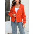 thumbnail image 2 of Fringe Tassel Open Front Sweater Cardi Long Sleeve Drop Shoulder Orange X-Large, 2 of 5