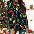 thumbnail image 2 of asdoklhq Christmas Tshirts Shirts for Womens' Christmas Printed Long Sleeved Round Neck Top/shirt Black M, 2 of 5