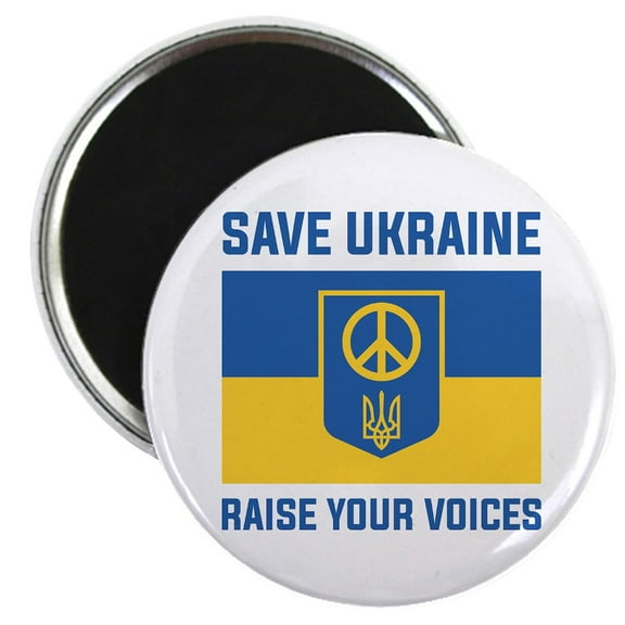 CafePress - Save Ukraine Raise Your Voices Magnet - 2.25" Round Magnet, Refrigerator Magnet, Button Magnet Style