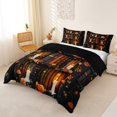 thumbnail image 3 of Homewish Antique Bookshelf Floral Skull Duvet Cover Queen for Kids, Orange Candle Cottage Queen Bedding, Black Reversible, 3 Pieces, 1 Duvet Cover and 2 Pillowcases, 3 of 6