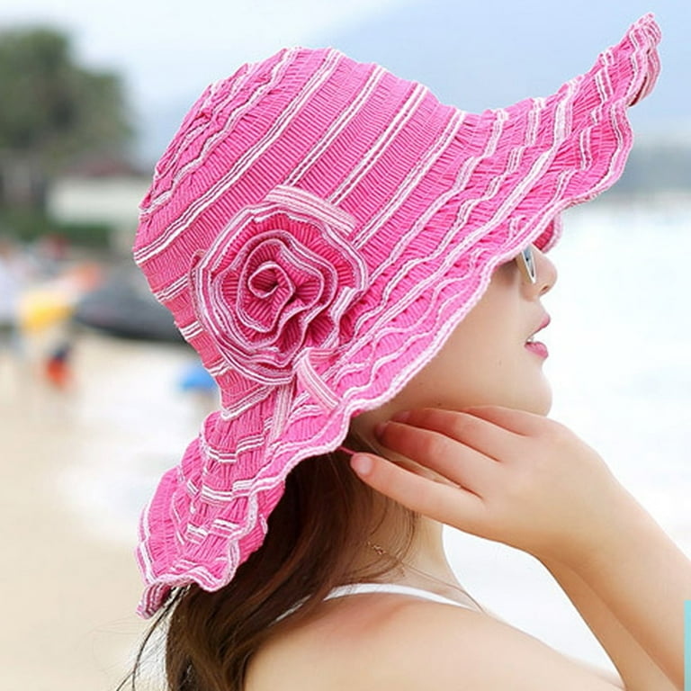 Womens Sun Straw Hat Wide Brim Summer Hat Foldable Roll up Floppy Beach Hats for Women Walmart