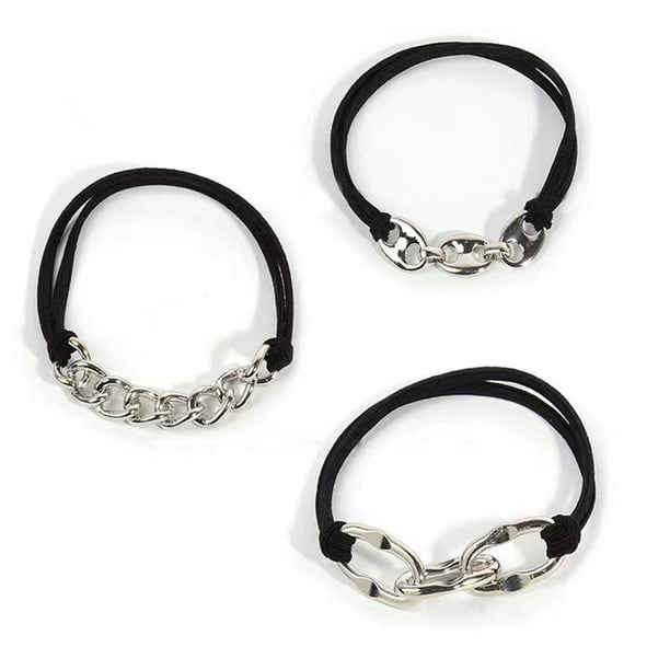 Anillo para el cabello, pinzas para el cabello, lazos para el cabello con elástico dorado, plateado y beige, 2 en 1, coletas y elástico sin arrugas, luce lindo en tu muñeca y genial en tu cabello, 3 u