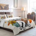 thumbnail image 6 of Queen Size Duvet Cover 4 Piece Bedding Set Hello Fall Words White Dog Bed Sheet Sets Soft Microfiber Comforter Cover with Flat Sheet 2 Pillow Shams, 6 of 9