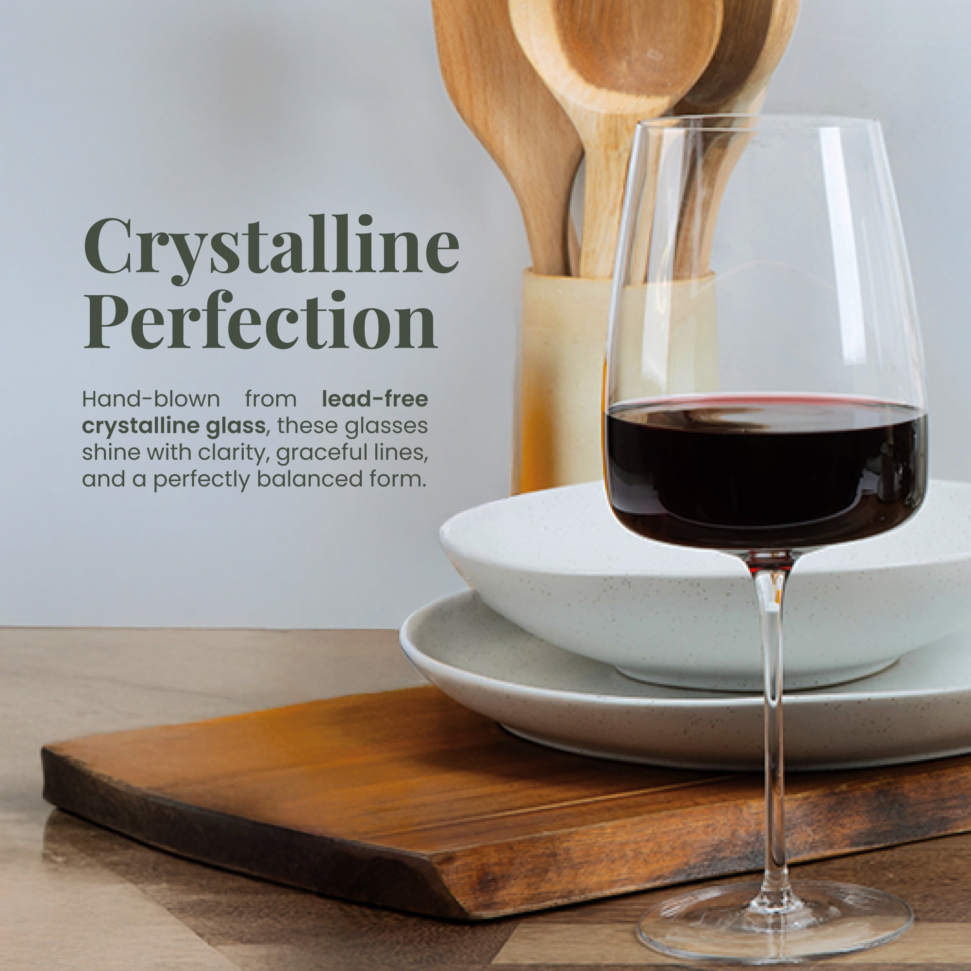 Set of 4 Wine Glasses 20.3 oz | Hand Blown Lead Free Crystal | Use for White and Red Wine