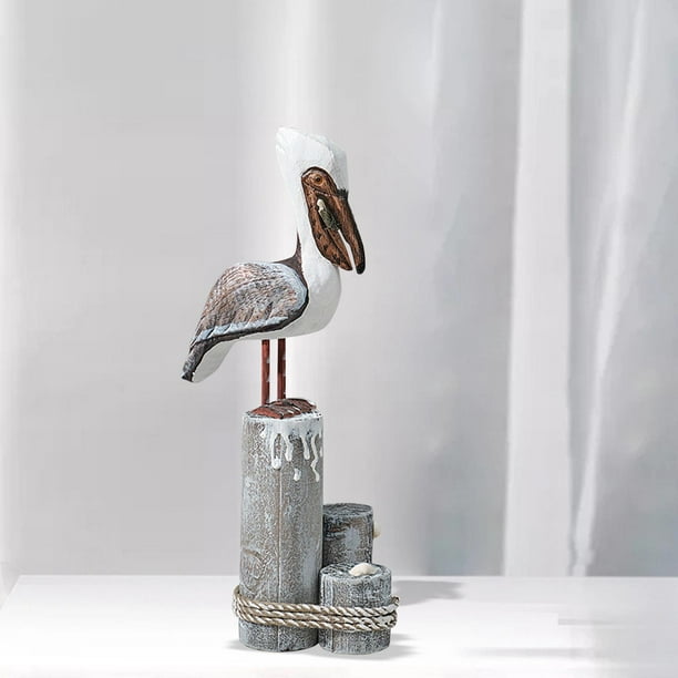 Decoración de pelícanos de madera, artesanías únicas, regalos creativos de inauguración de la casa, estatua de pájaro vívida hecha a mano para el B perfecl Estatua de pelícanos