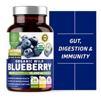 USDA Organic Wild Blueberry Extract 10:1 Concentrate, 10,000 MG per Serving Equivalent to 24 Whole Blueberries, 120 Vegan Capsules