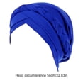 thumbnail image 2 of Turban Solide à la Mode Confortable Couche Simple Respirant Foulard Bonnet Chapeaux Bandeaux pour Femmes Bleu Saphir, 2 of 6