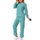thumbnail image 4 of Conjuntos de sudadera para mujeres INSPIRE CHIC de 2 piezas, conjuntos de lounge de franela suave, suéter y pantalones, conjuntos de pijama XL verde, 4 of 6