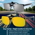 thumbnail image 3 of BLUE CUT Clip on Polarized Night vision Glasses Flip up Sunglasses UV-400 to Wear Over prescription Glasses for night driving Silver & Yellow, 3 of 7