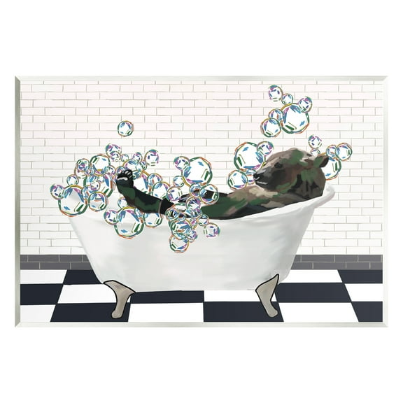Stupell Industries Bear in Bubble Bath Animals & Insects Painting Unframed Art Print Wall Art, 15 x 10