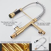 Kitchen Sink Faucet for Bar Farmhouse Commercial, All Copper Black Spring Pull Out Kitchen Sink Hot Cold Water Chrome