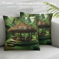 thumbnail image 3 of Orinice  Tiki Bar Throw Pillow Cushion Cover, Tiki Hut in Dreamy Fantasy Forest Tropical Island Wildlife Greenery Art, Decorative Square Accent Pillow Case,  White, 3 of 5