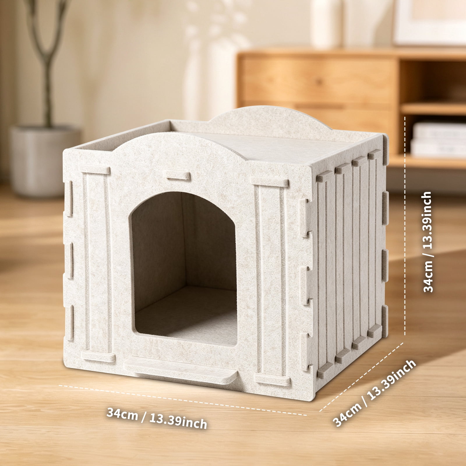 Soft Felt Cat Cave House for Indoor Cats, Comfortable Enclosed Cat Hideout Shelter, Sturdy Breathable Felt Cat Bed for Kitten & Adult Cats