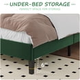 thumbnail image 4 of 4 Ever Winner Twin Size Platform Bed Frame, Horizontal Stitched Green Velvet Headboard, Durable Wooden Slat Support, Anti-Squeak Design, No Box Spring Needed, 4 of 9