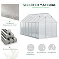 thumbnail image 4 of Homiyad 12' x 6' Aluminum Greenhouse, Polycarbonate Walk-in Garden Greenhouse Kit with Adjustable Roof Vent, Rain Gutter and Sliding Door, Silver, 4 of 8