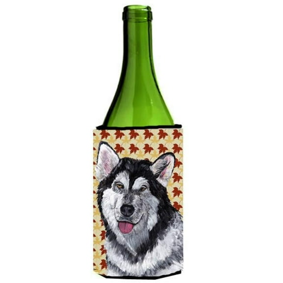 Alaskan Malamute Fall Leaves Wine bottle sleeve Hugger - 24 Oz.