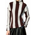 thumbnail image 2 of Women'S Fall Oversized Sweaters Casual Striped Color Block Winter Long Sleeve Chunky Knit Pullover Tops Coffee Color XL, 2 of 8