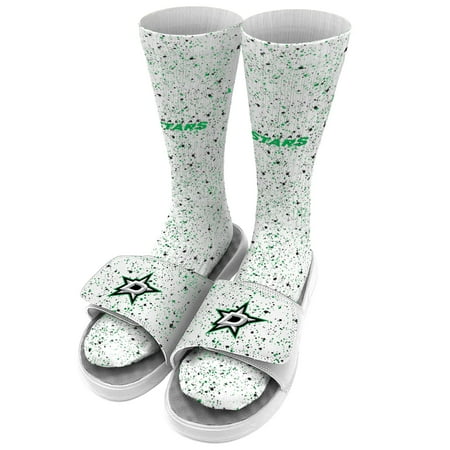 

Men s ISlide White Dallas Stars Speckle Socks & Slide Sandals Bundle